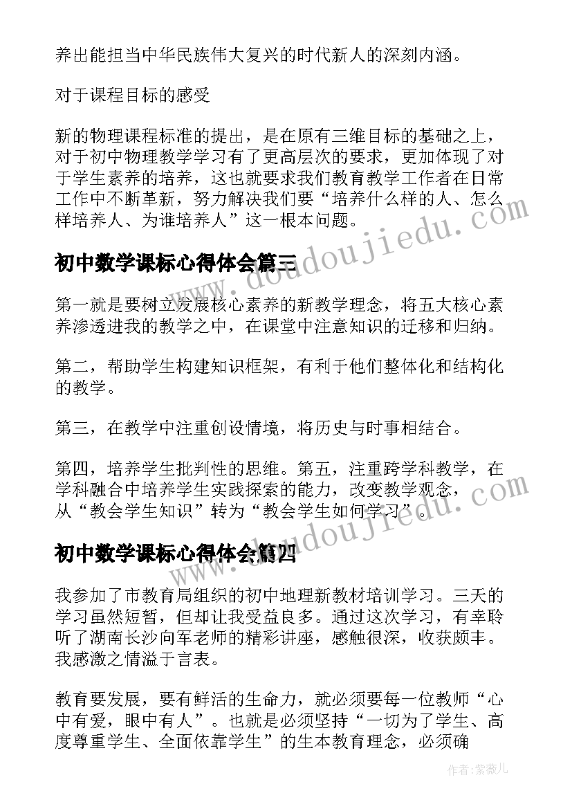 2023年初中数学课标心得体会 初中数学新课标心得体会(实用6篇)