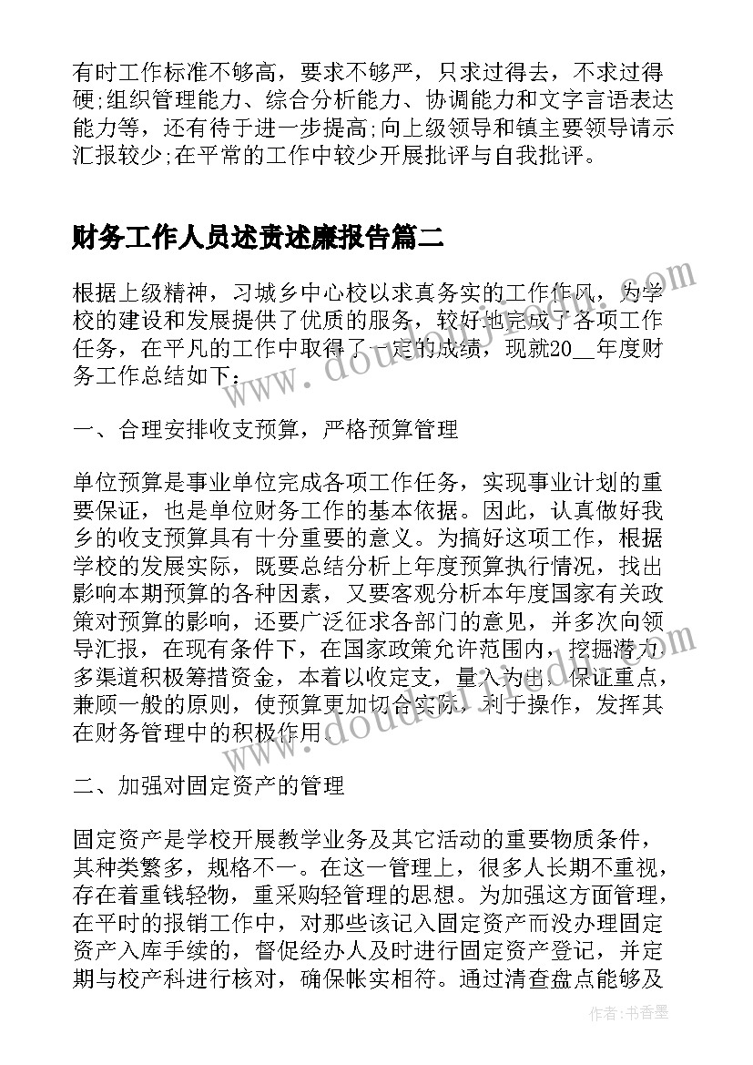 2023年财务工作人员述责述廉报告(模板5篇)