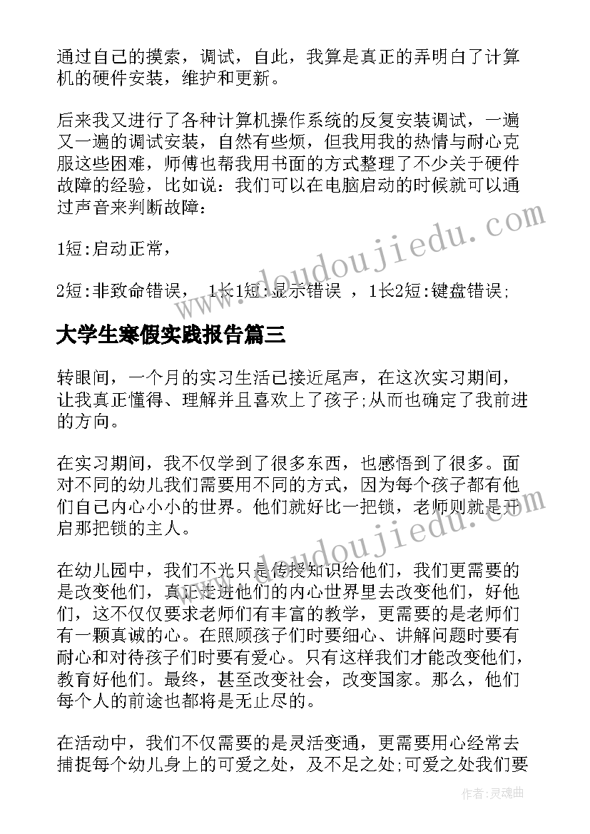 大学生寒假实践报告(模板6篇)