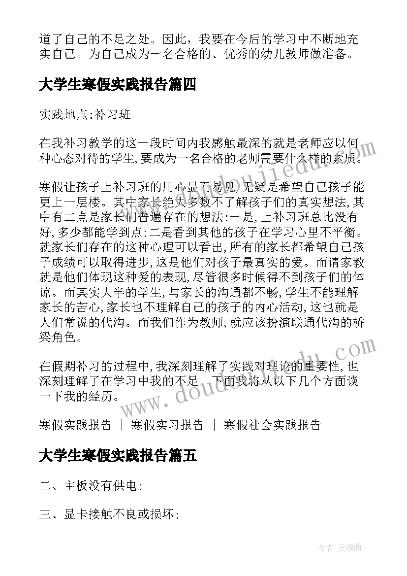 大学生寒假实践报告(模板6篇)