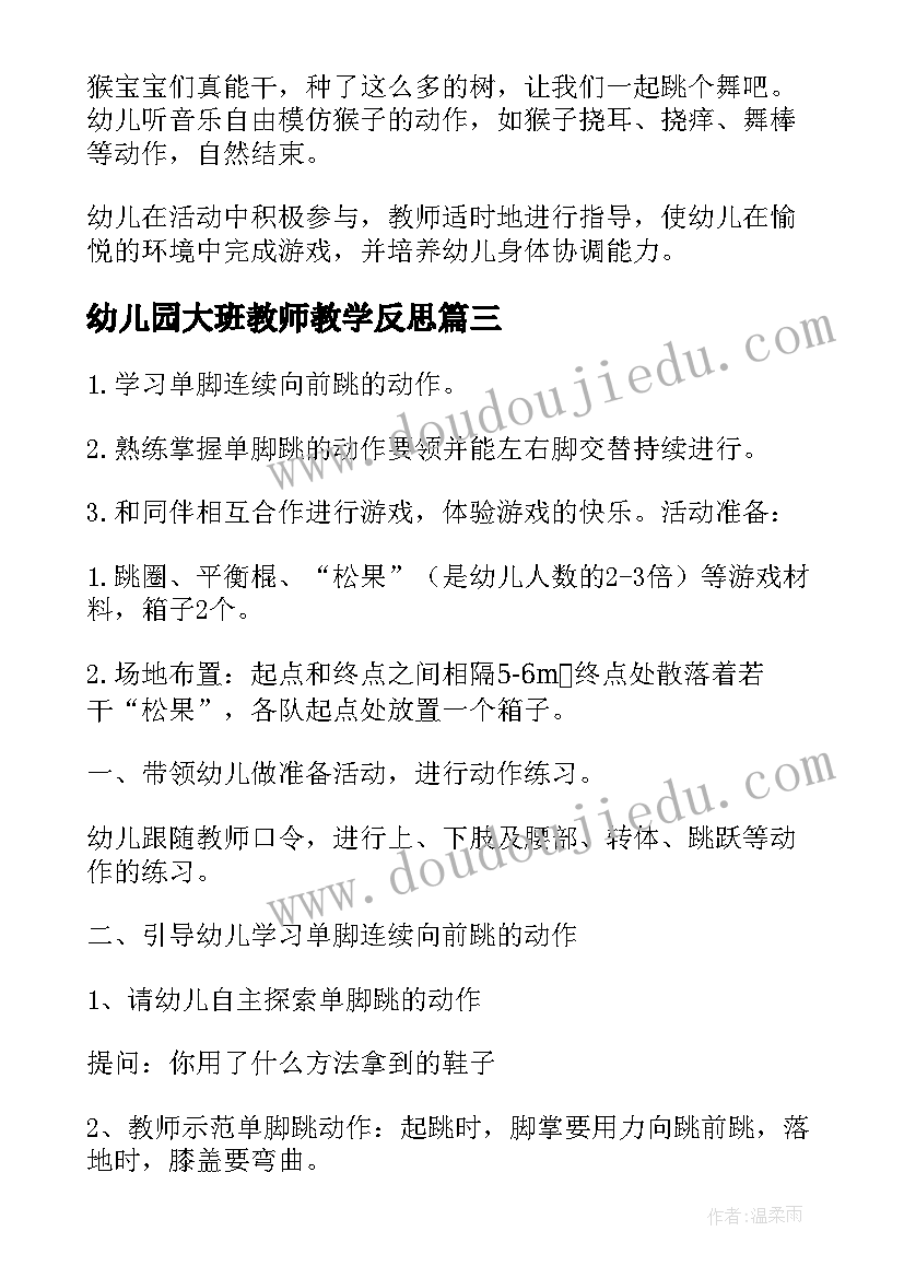 幼儿园大班教师教学反思(优质10篇)