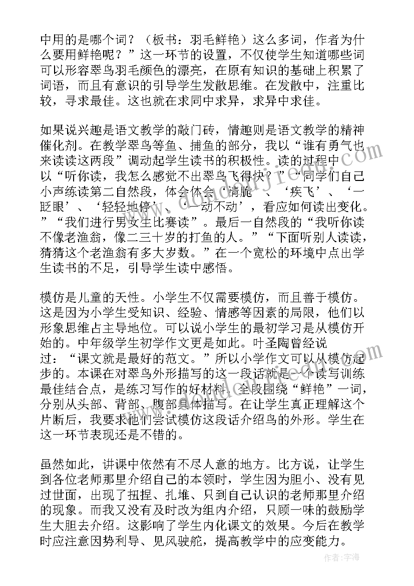 2023年翠鸟教学反思(模板5篇)