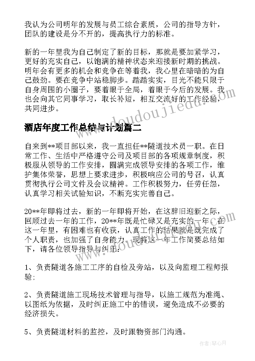 酒店年度工作总结与计划 销售员年终工作总结及明年工作计划(模板5篇)