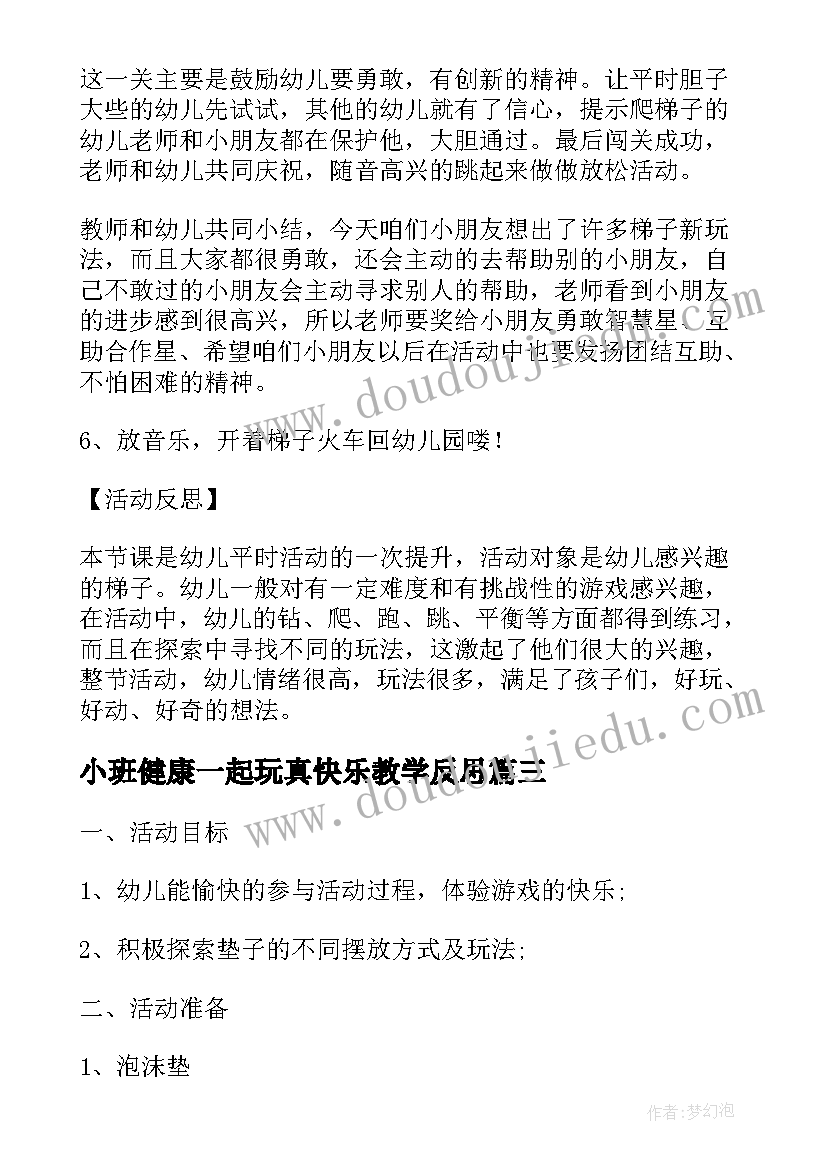 2023年小班健康一起玩真快乐教学反思(大全5篇)