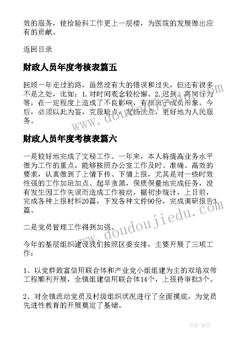 最新财政人员年度考核表 工作人员年度考核个人总结(优质6篇)