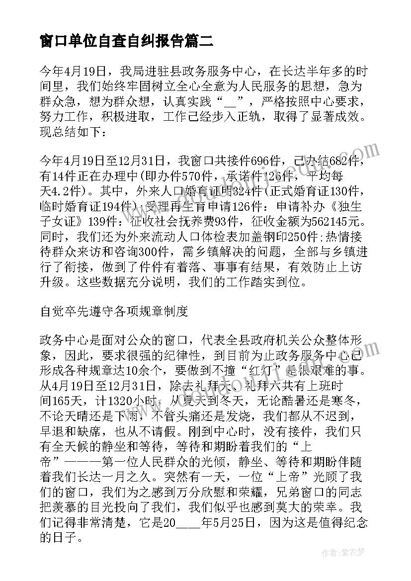 2023年窗口单位自查自纠报告(模板5篇)