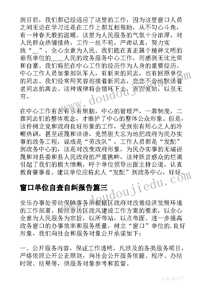 2023年窗口单位自查自纠报告(模板5篇)