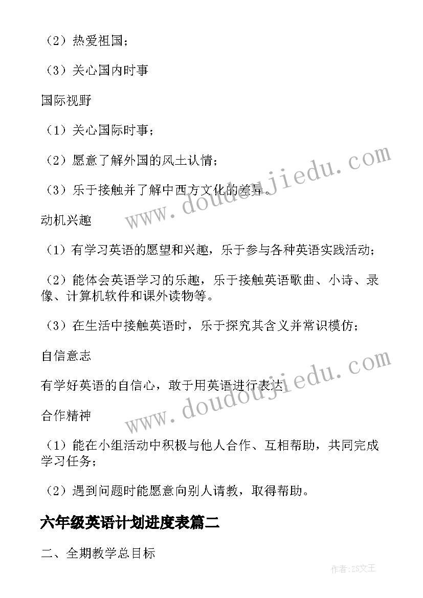 最新六年级英语计划进度表 六年级英语教学计划(精选8篇)