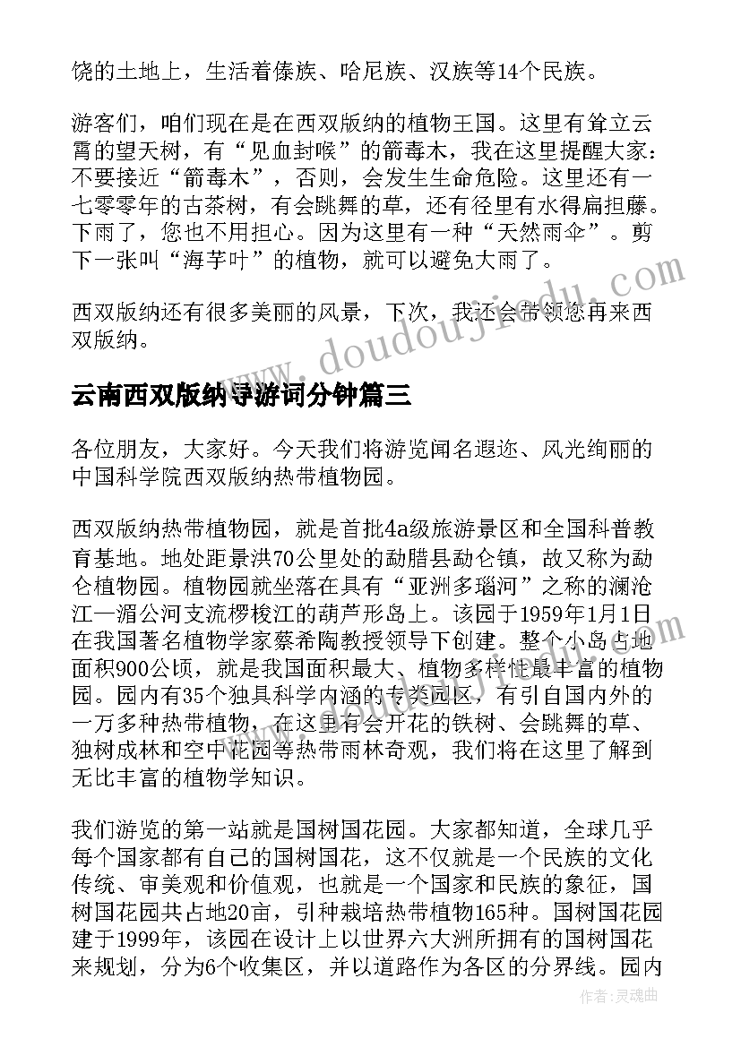 云南西双版纳导游词分钟 西双版纳导游词(优秀9篇)