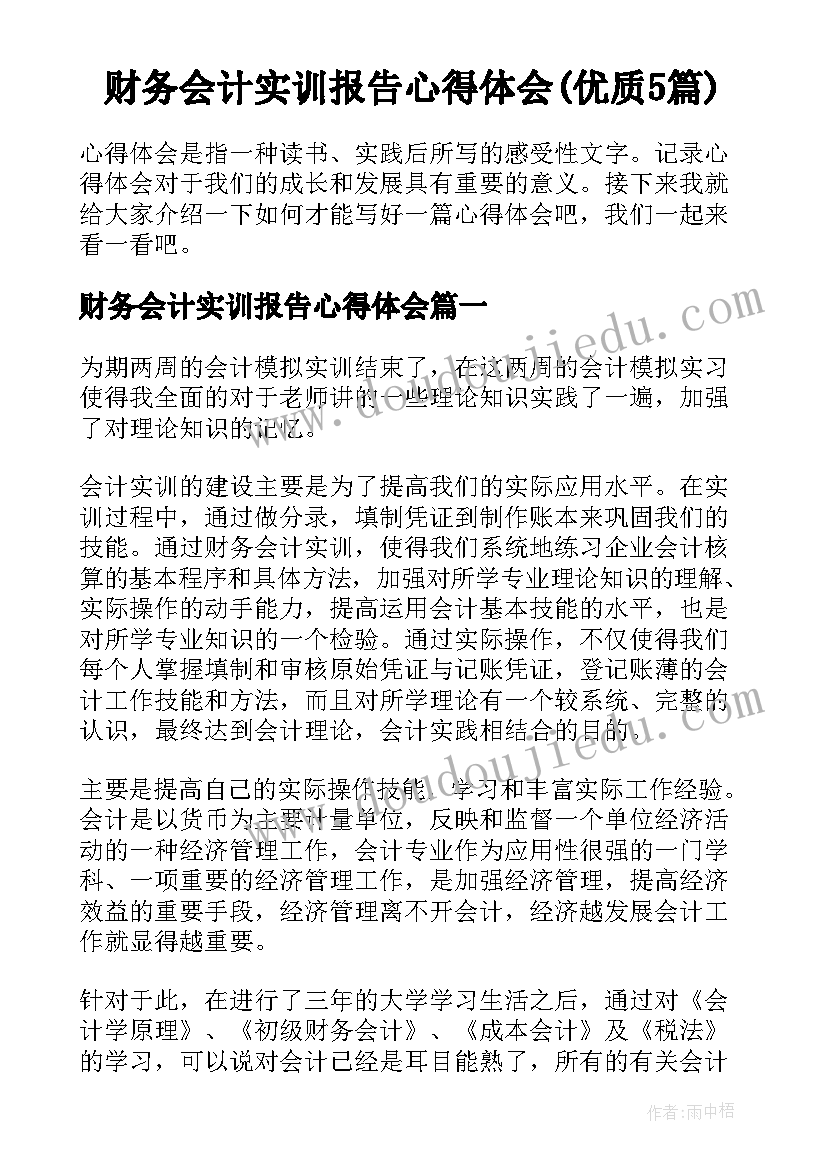 财务会计实训报告心得体会(优质5篇)