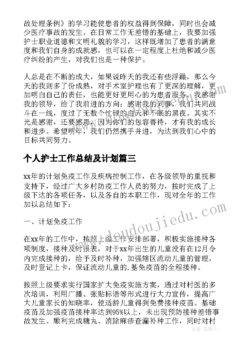 2023年个人护士工作总结及计划(通用5篇)