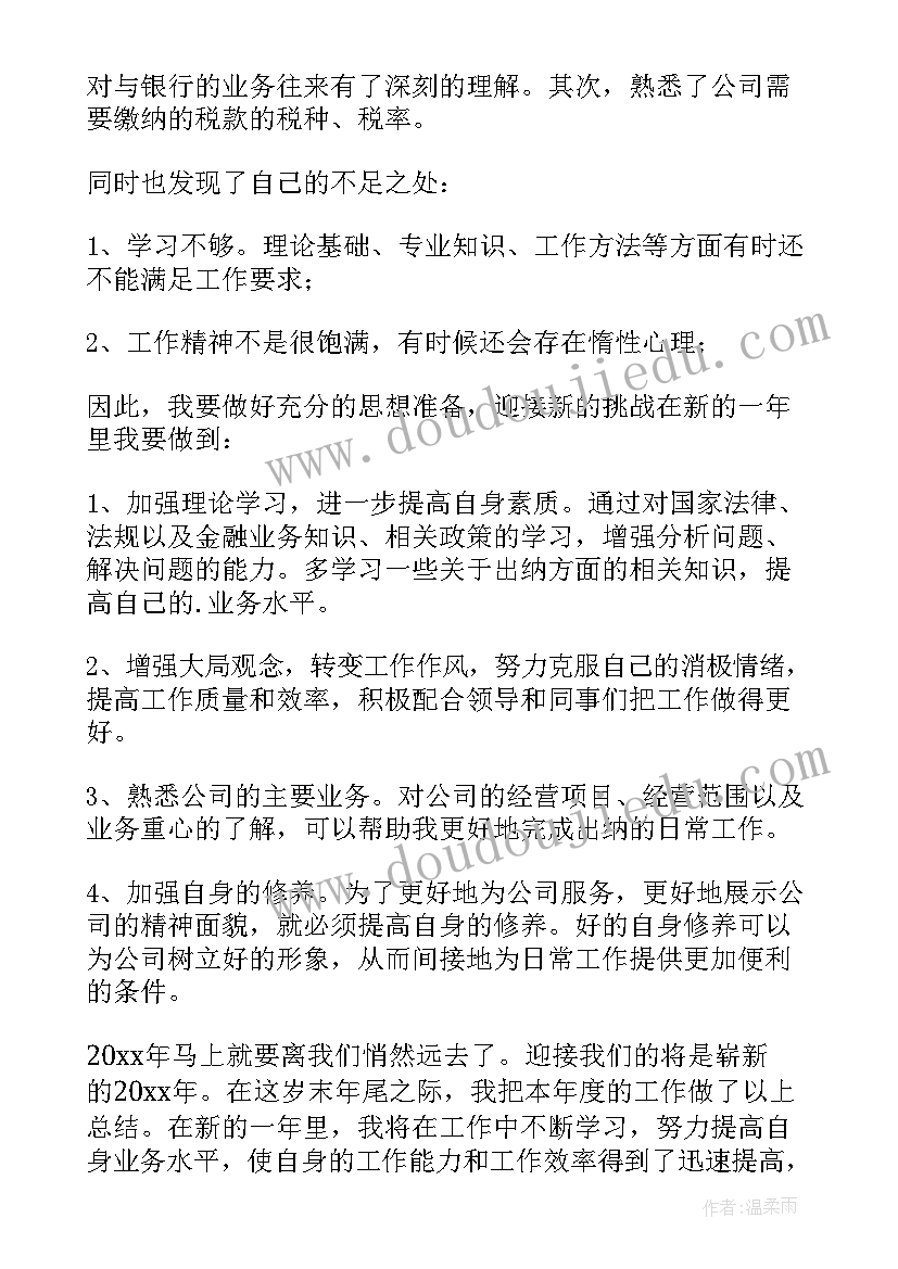 最新出纳个人年度工作总结简洁(优质8篇)