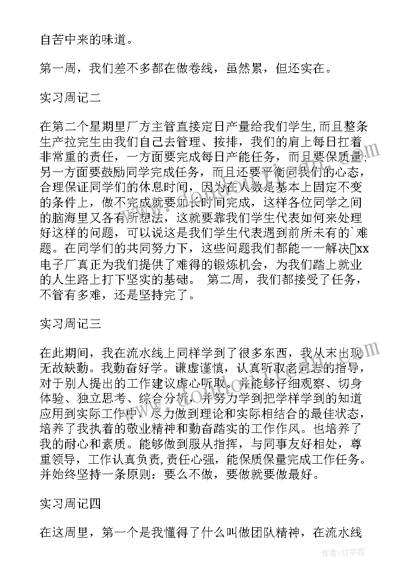 2023年电子厂顶岗周记 电子厂顶岗实习周记(汇总6篇)