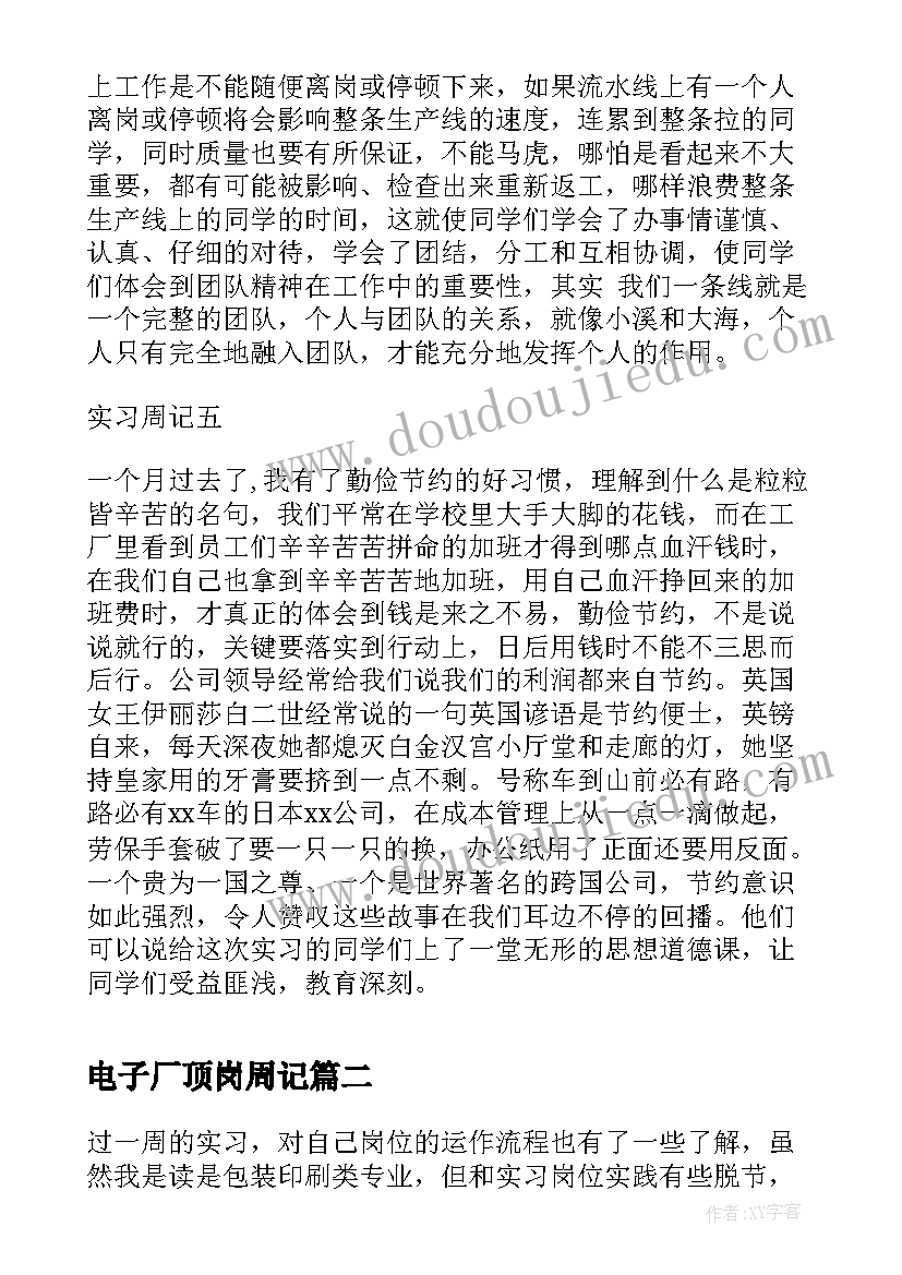 2023年电子厂顶岗周记 电子厂顶岗实习周记(汇总6篇)