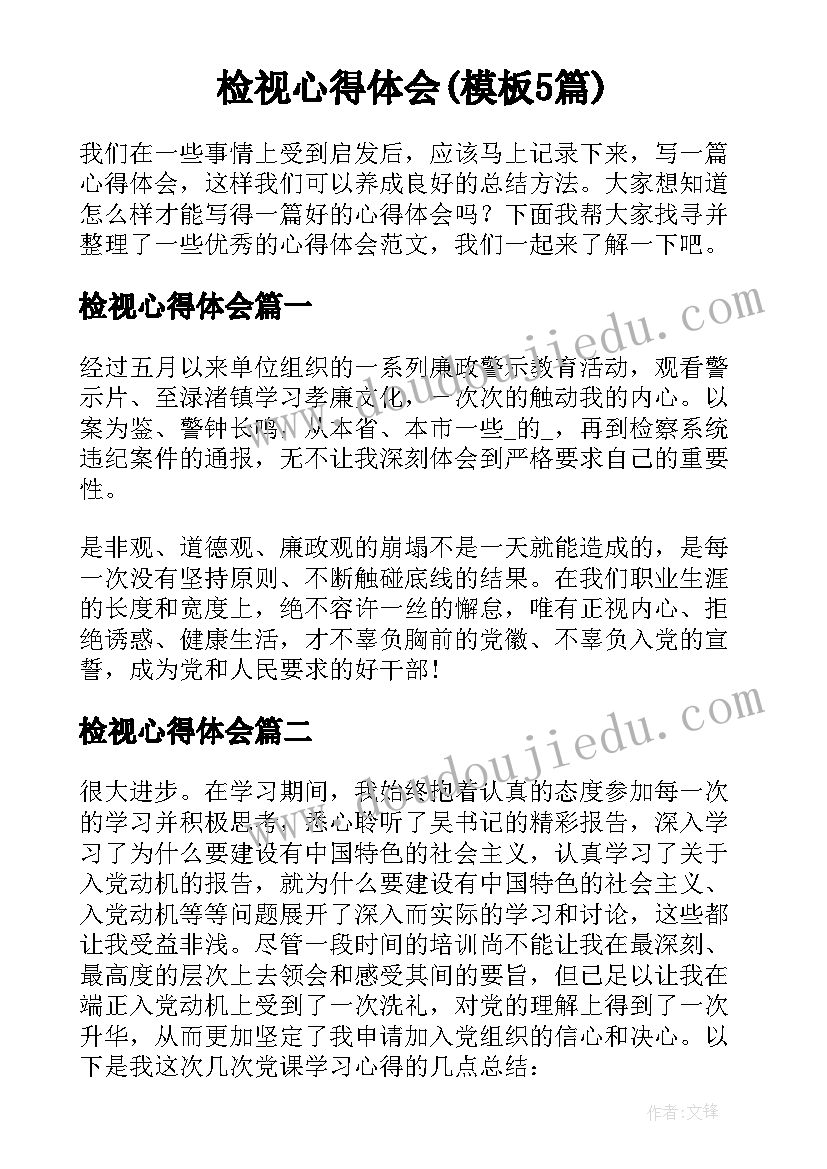 检视心得体会(模板5篇)