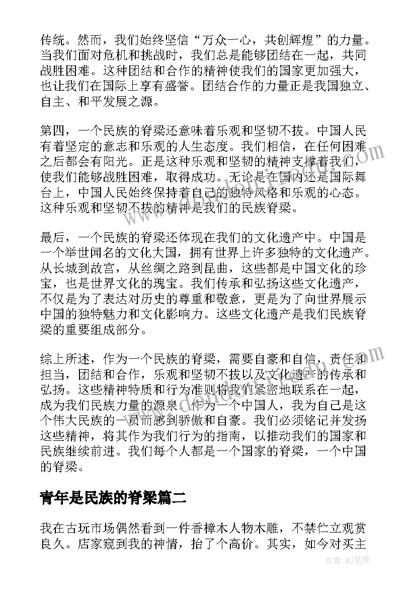 青年是民族的脊梁 民族脊梁心得体会(汇总5篇)