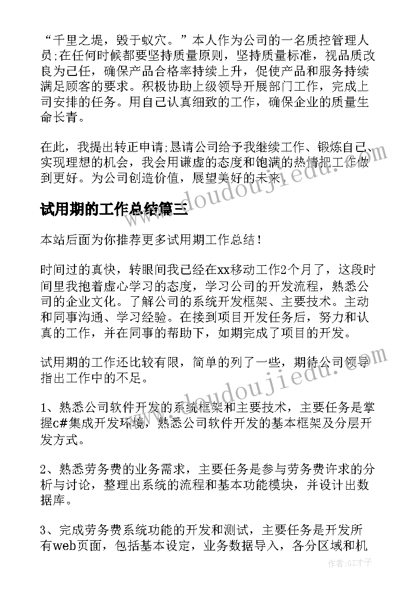 2023年试用期的工作总结(模板10篇)