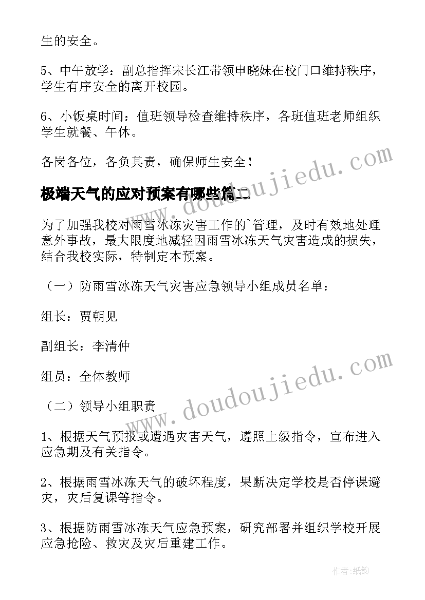 最新极端天气的应对预案有哪些(优秀5篇)