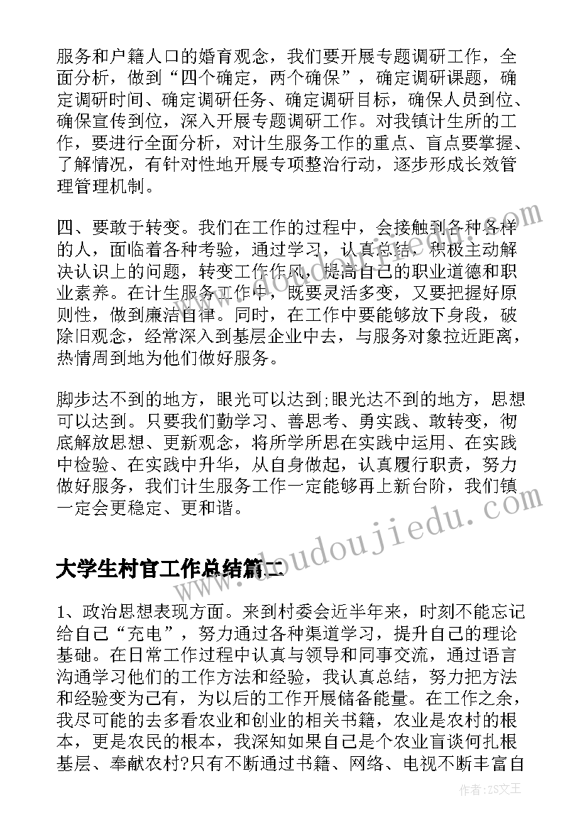 2023年大学生村官工作总结(大全5篇)