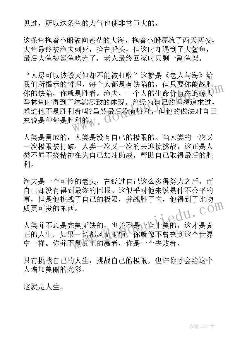 老人与海初中读后感(汇总5篇)