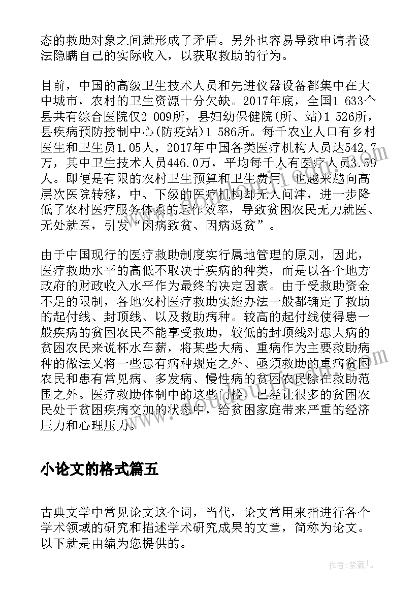 最新小论文的格式(大全6篇)