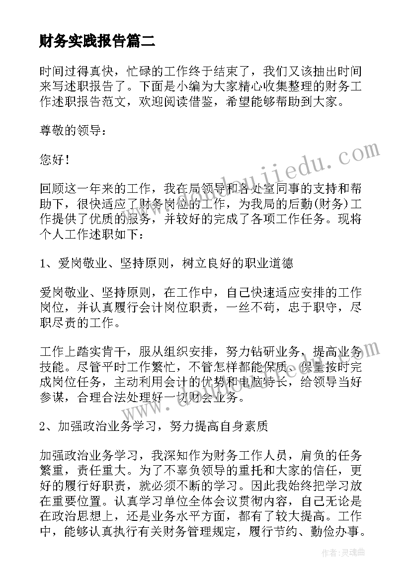 最新财务实践报告(优质8篇)