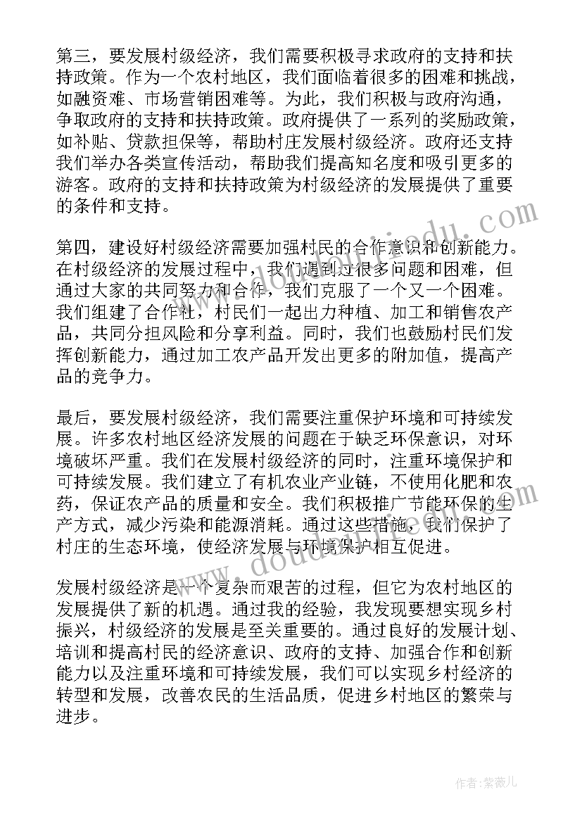 最新发展村经济规划 发展村级经济心得体会(汇总5篇)