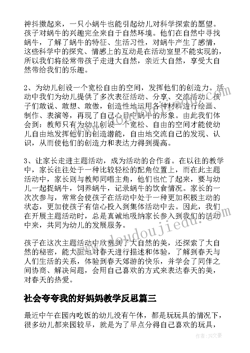 2023年社会夸夸我的好妈妈教学反思(通用5篇)