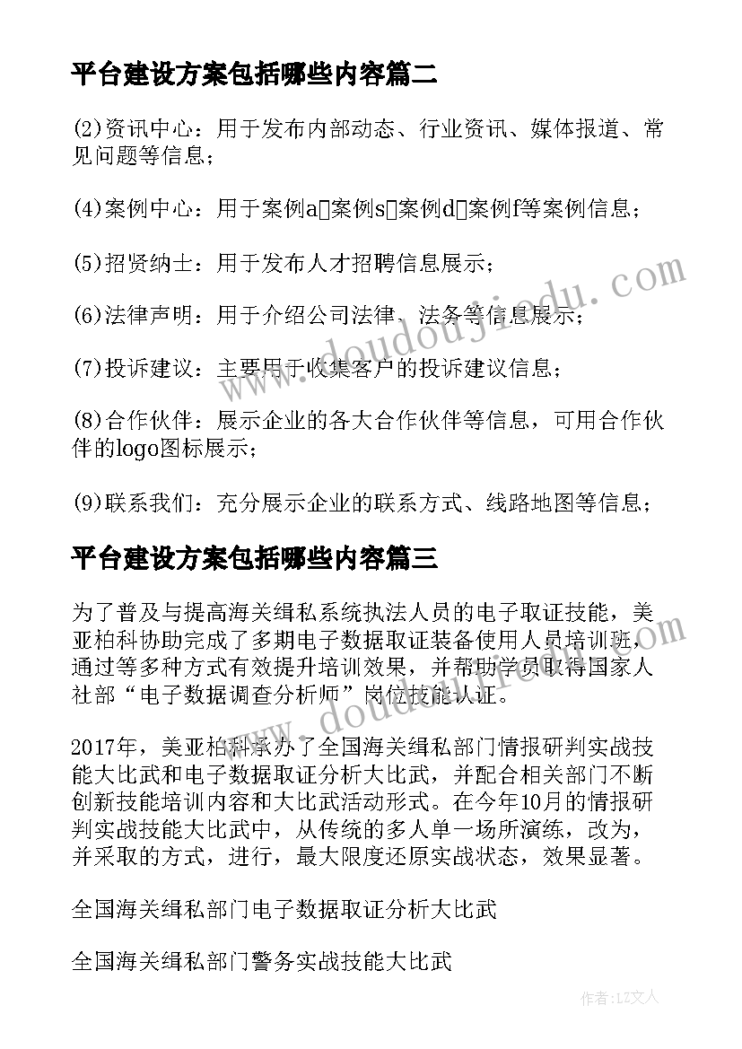 2023年平台建设方案包括哪些内容(优秀5篇)