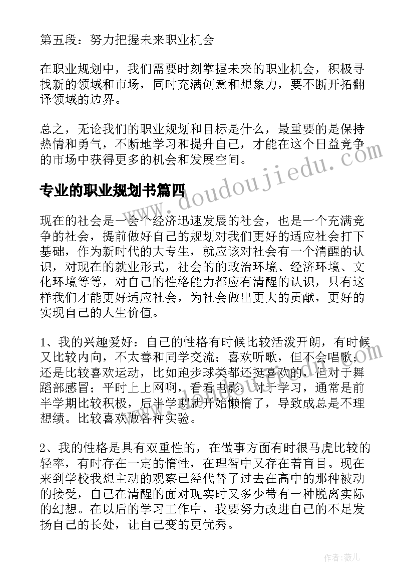 2023年专业的职业规划书(精选10篇)