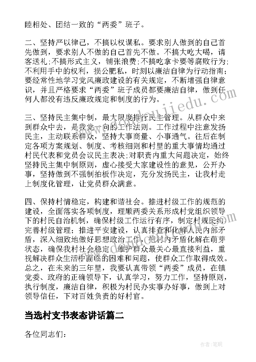 当选村支书表态讲话 当选支部书记个人表态发言(实用8篇)