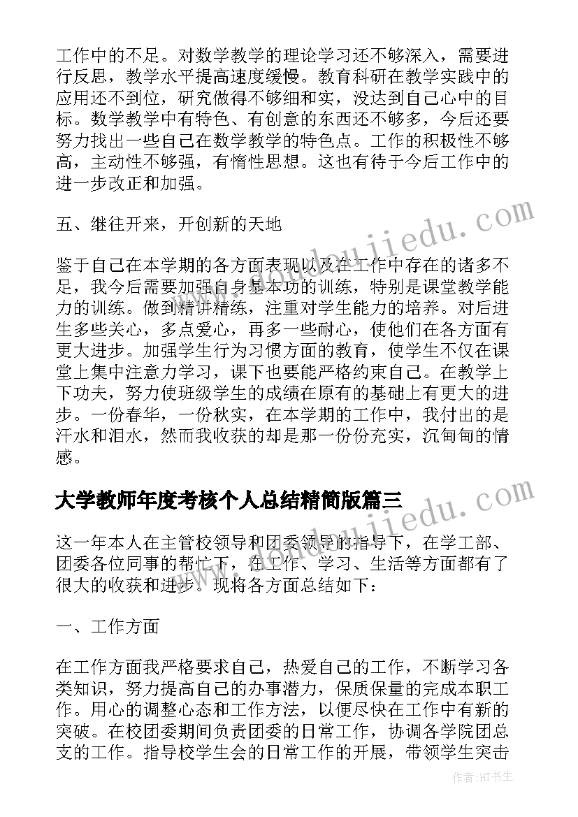 2023年大学教师年度考核个人总结精简版(优质7篇)