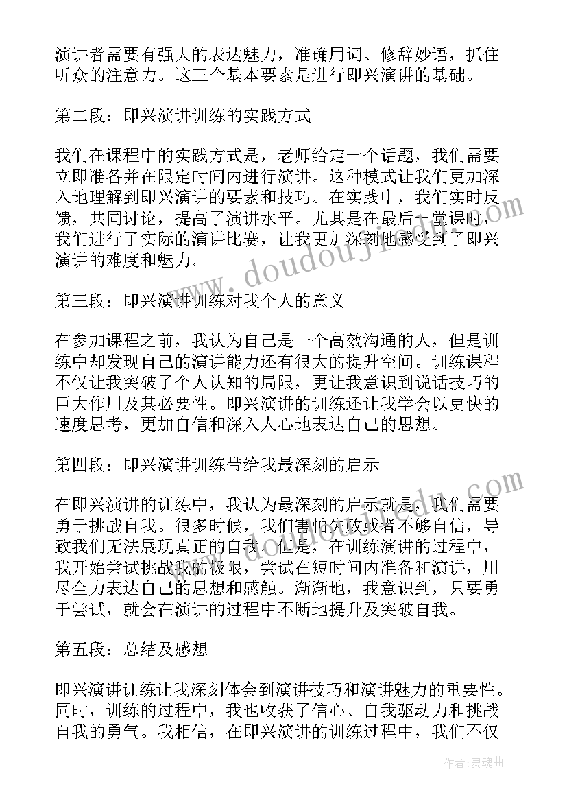 最新即兴演讲网盘(模板5篇)