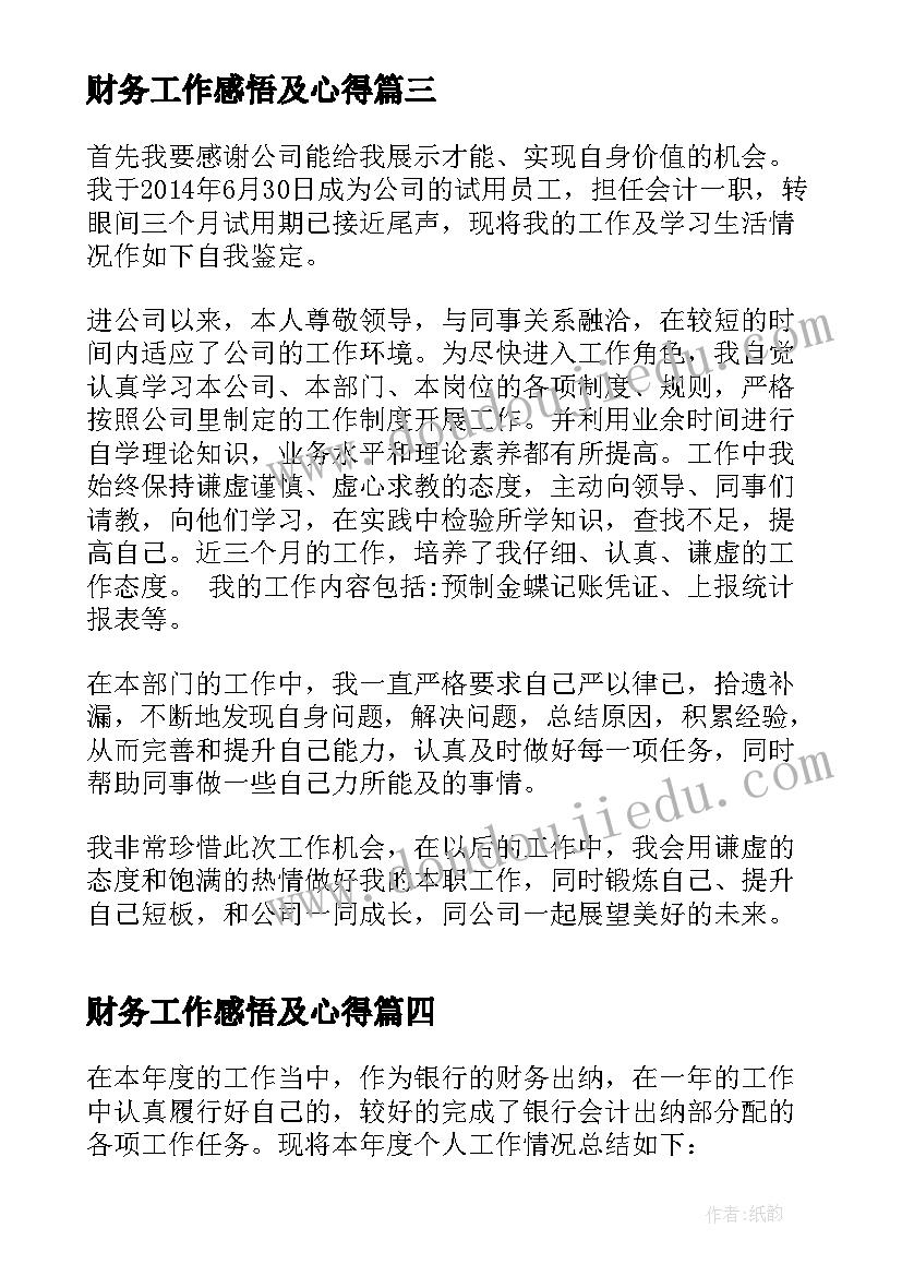 2023年财务工作感悟及心得(模板10篇)