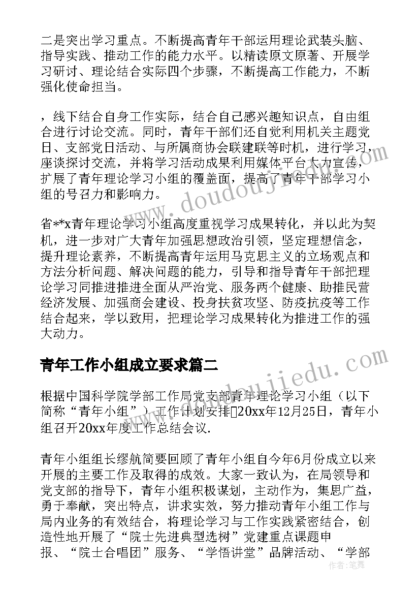 2023年青年工作小组成立要求 青年理论小组工作总结(通用5篇)