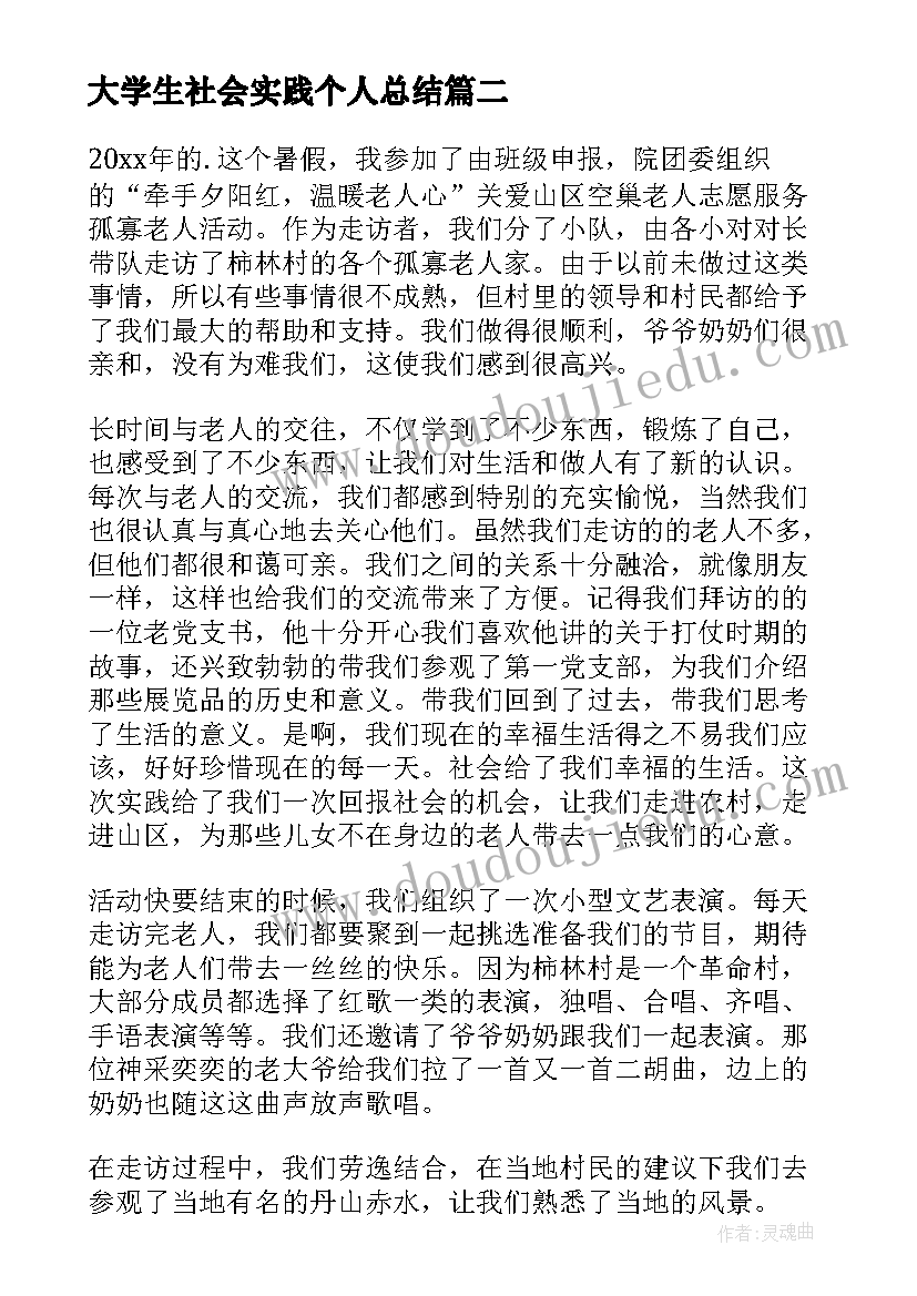 2023年大学生社会实践个人总结 大学生假期社会实践个人总结(通用10篇)