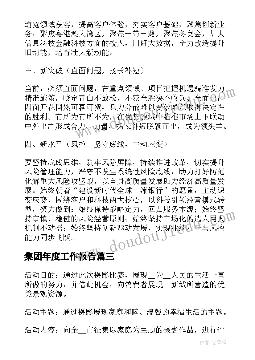 集团年度工作报告(大全5篇)