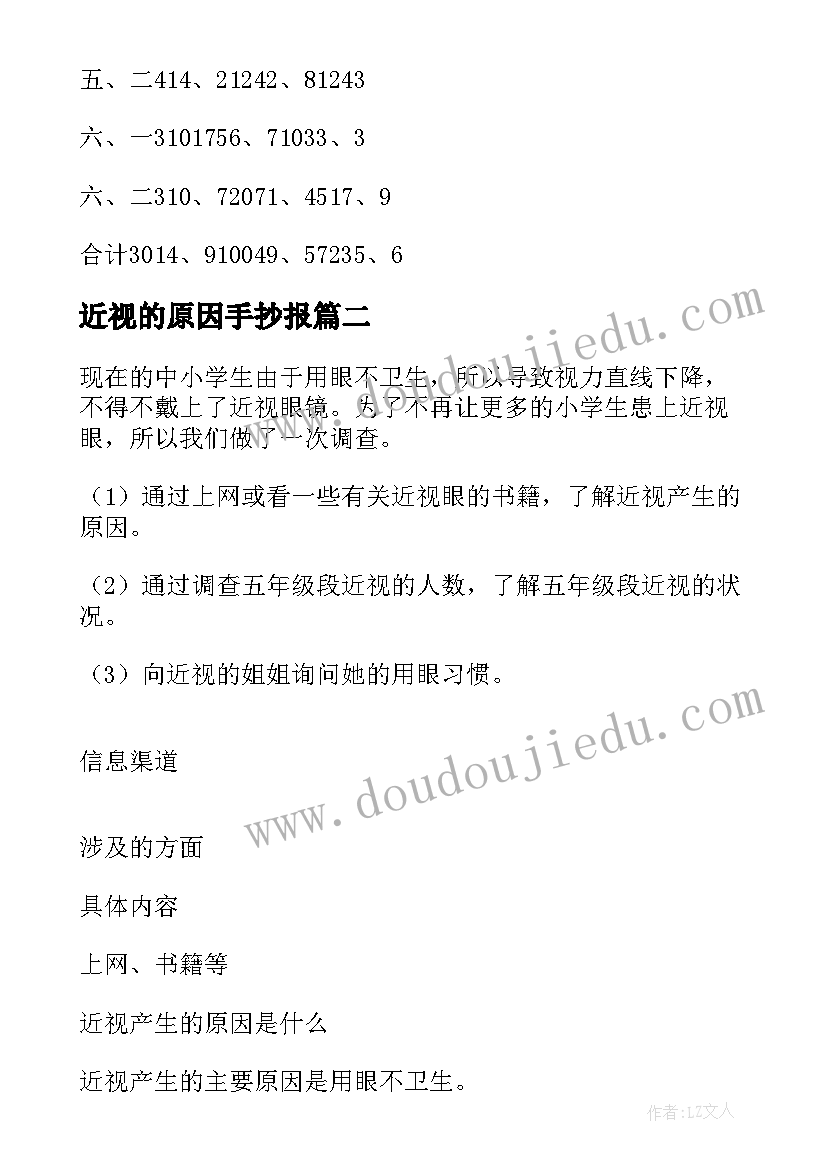 2023年近视的原因手抄报 近视的原因调查报告(优质5篇)