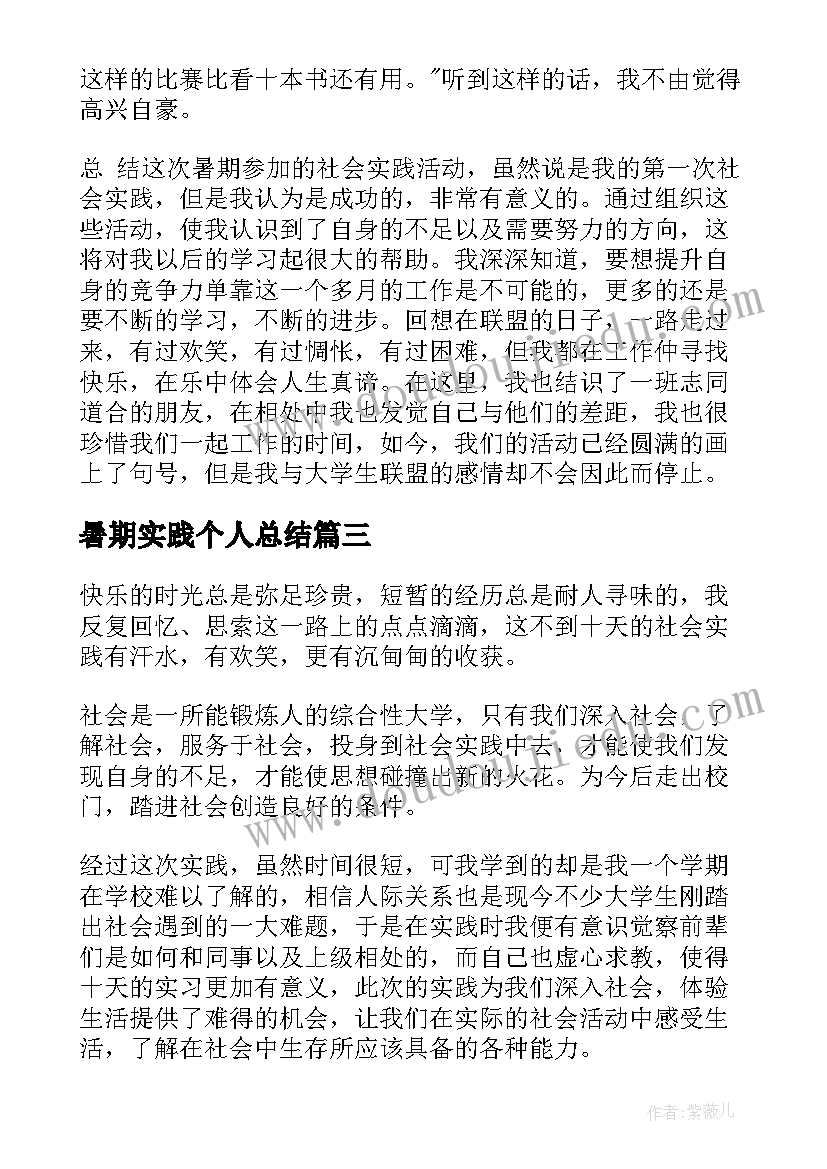 2023年暑期实践个人总结 暑期实践活动个人总结(汇总9篇)