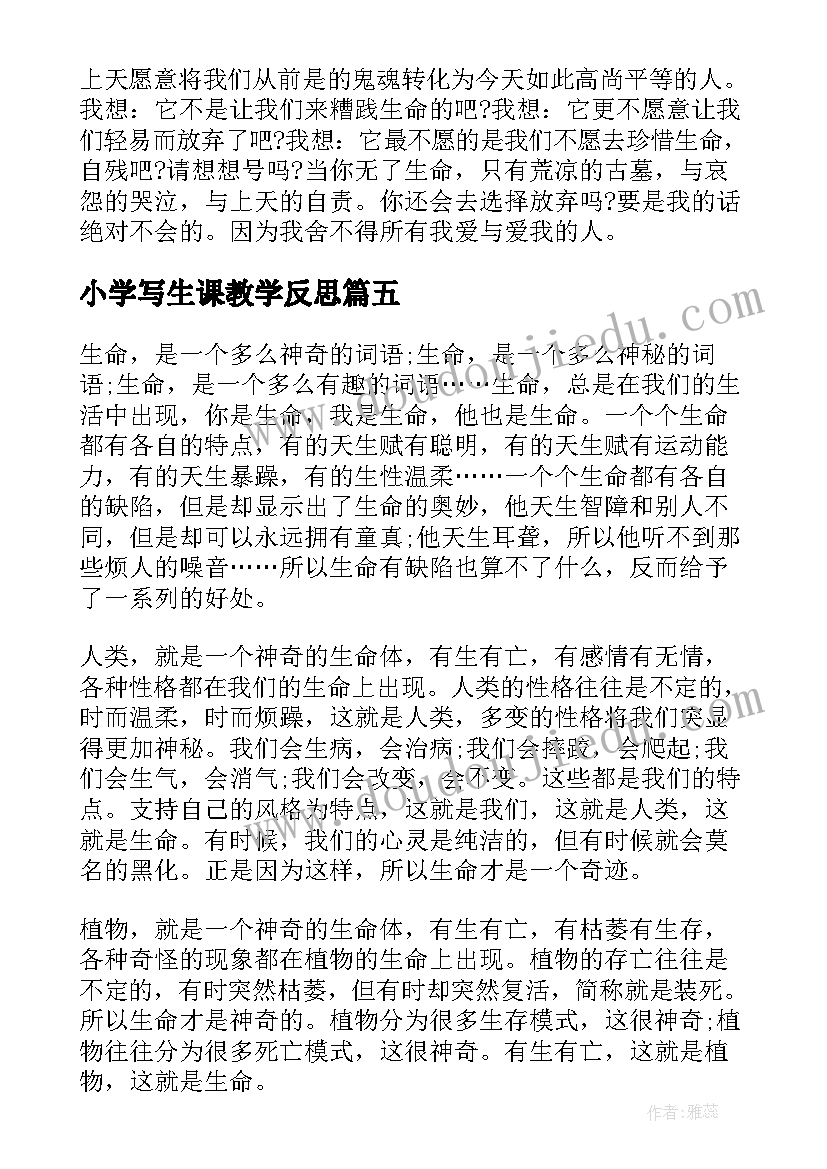 2023年小学写生课教学反思(实用5篇)