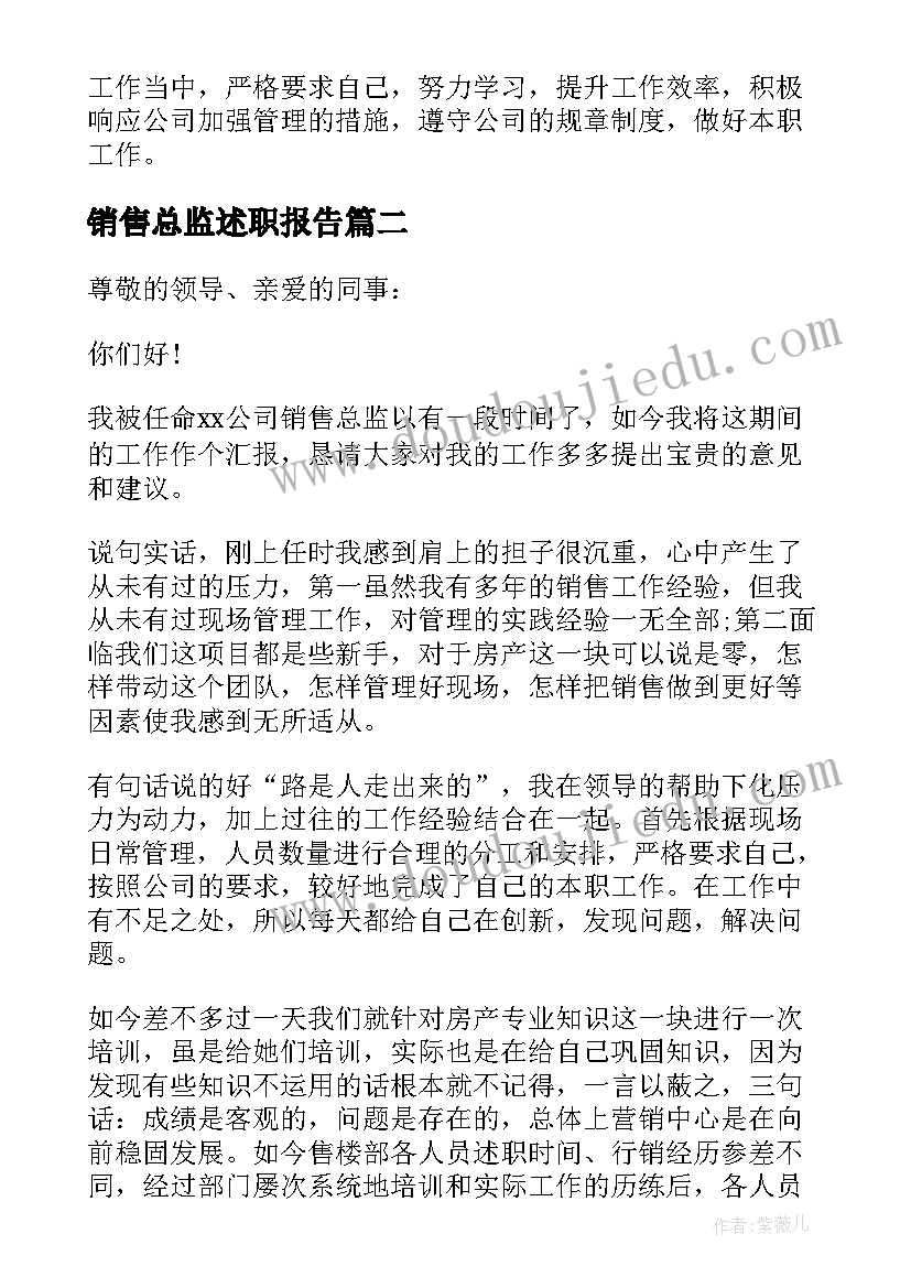 销售总监述职报告(优质7篇)