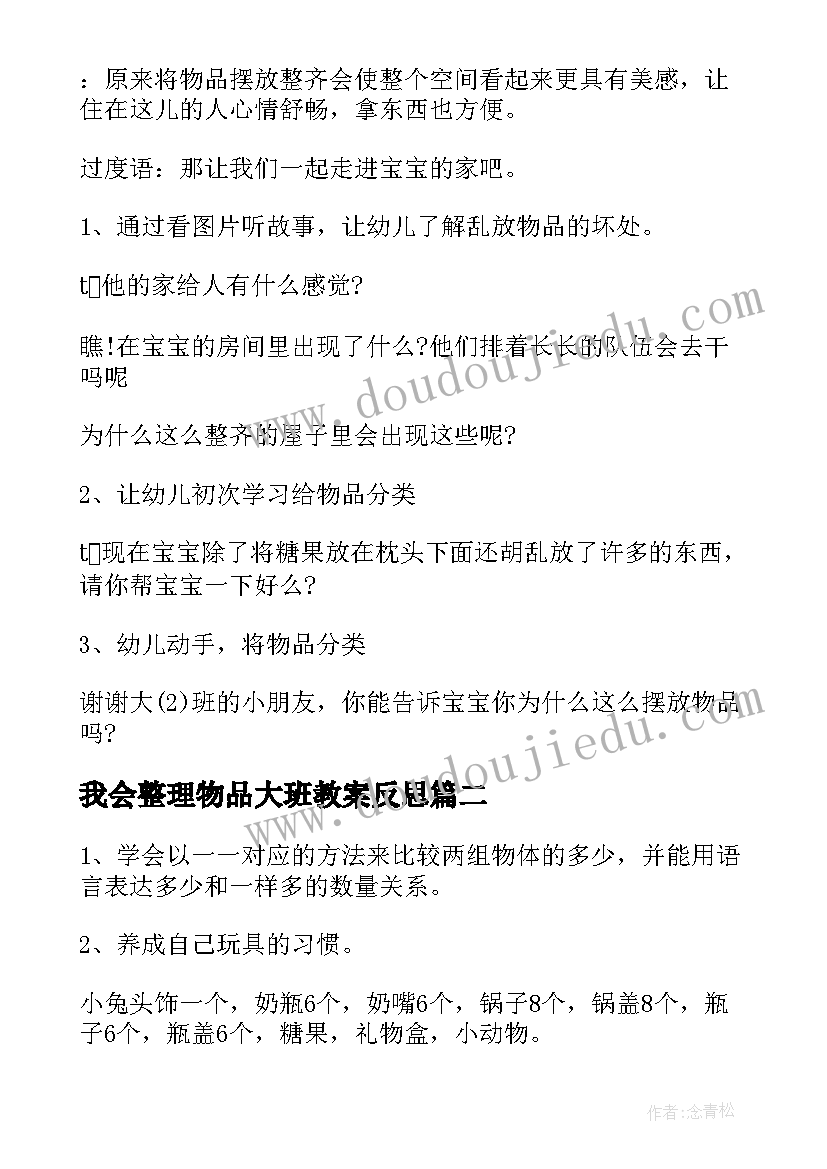 2023年我会整理物品大班教案反思(优质5篇)