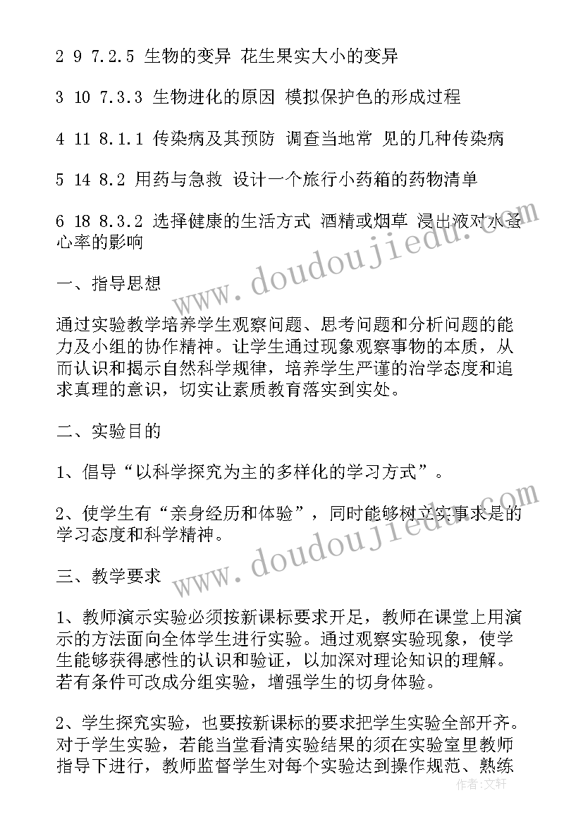 2023年初二生物实验教学计划(实用5篇)