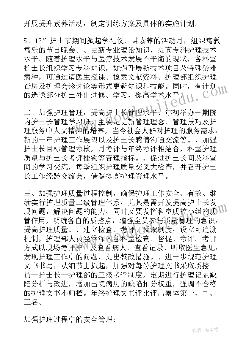 护士工作计划(精选10篇)