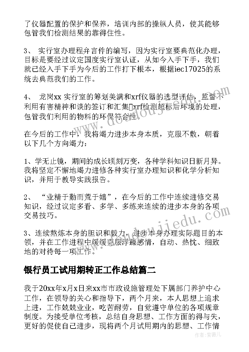 银行员工试用期转正工作总结 试用期员工个人工作总结系列(大全5篇)