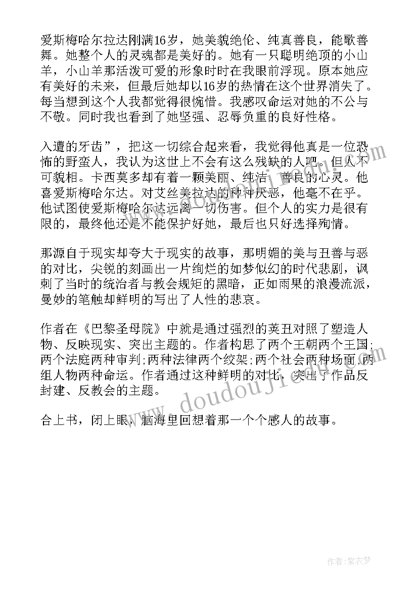 最新巴黎圣母院读后感(汇总5篇)