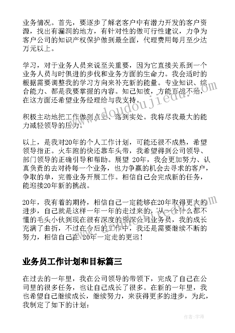 业务员工作计划和目标 个人工作计划业务员(优秀8篇)