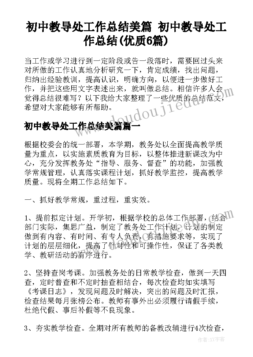 初中教导处工作总结美篇 初中教导处工作总结(优质6篇)