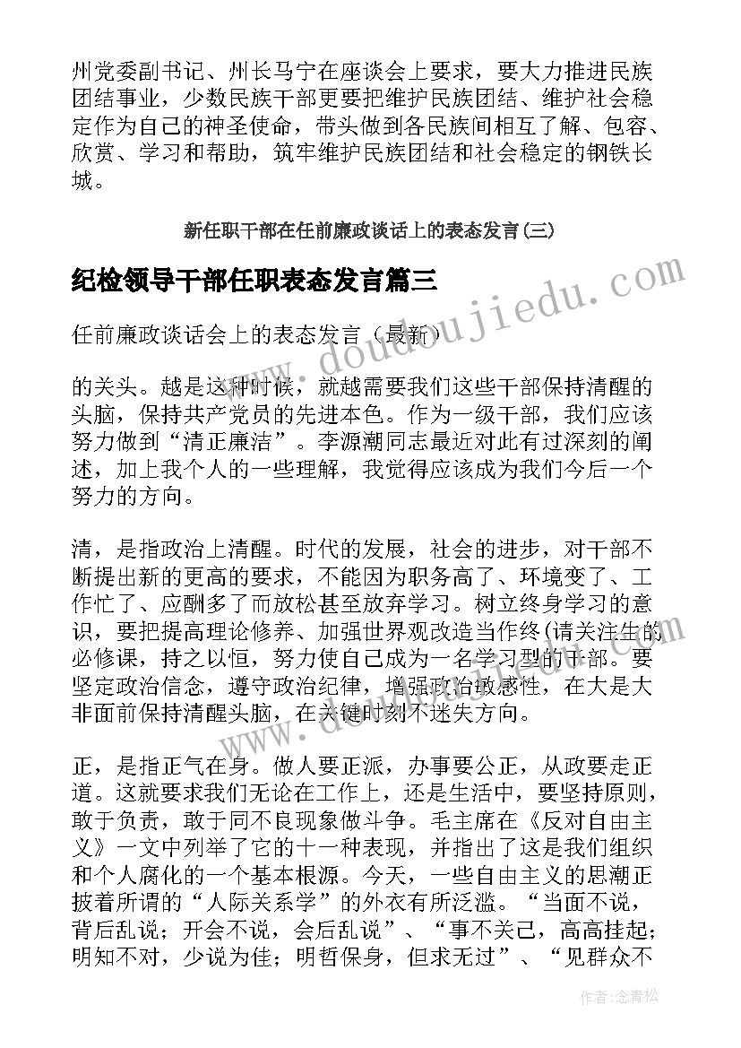 最新纪检领导干部任职表态发言(优质5篇)