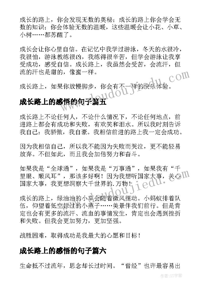 成长路上的感悟的句子(优秀10篇)